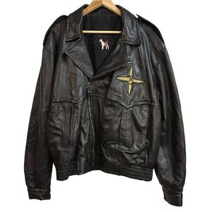 Marco Pierguidi Men's The Duffle Coat Black Leather Jacket Bomber‎ Star Italy 56